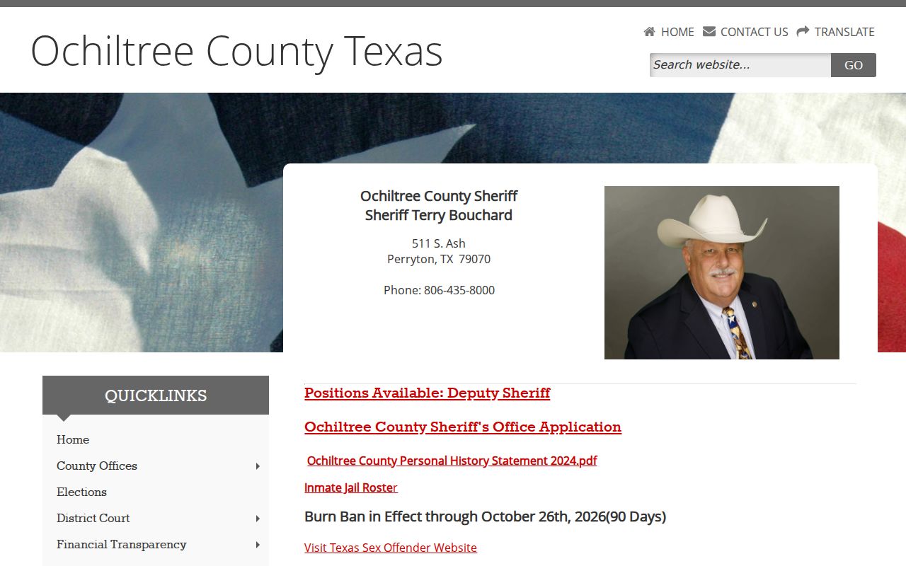 Ochiltree County arrest history at the Sheriff's Office
