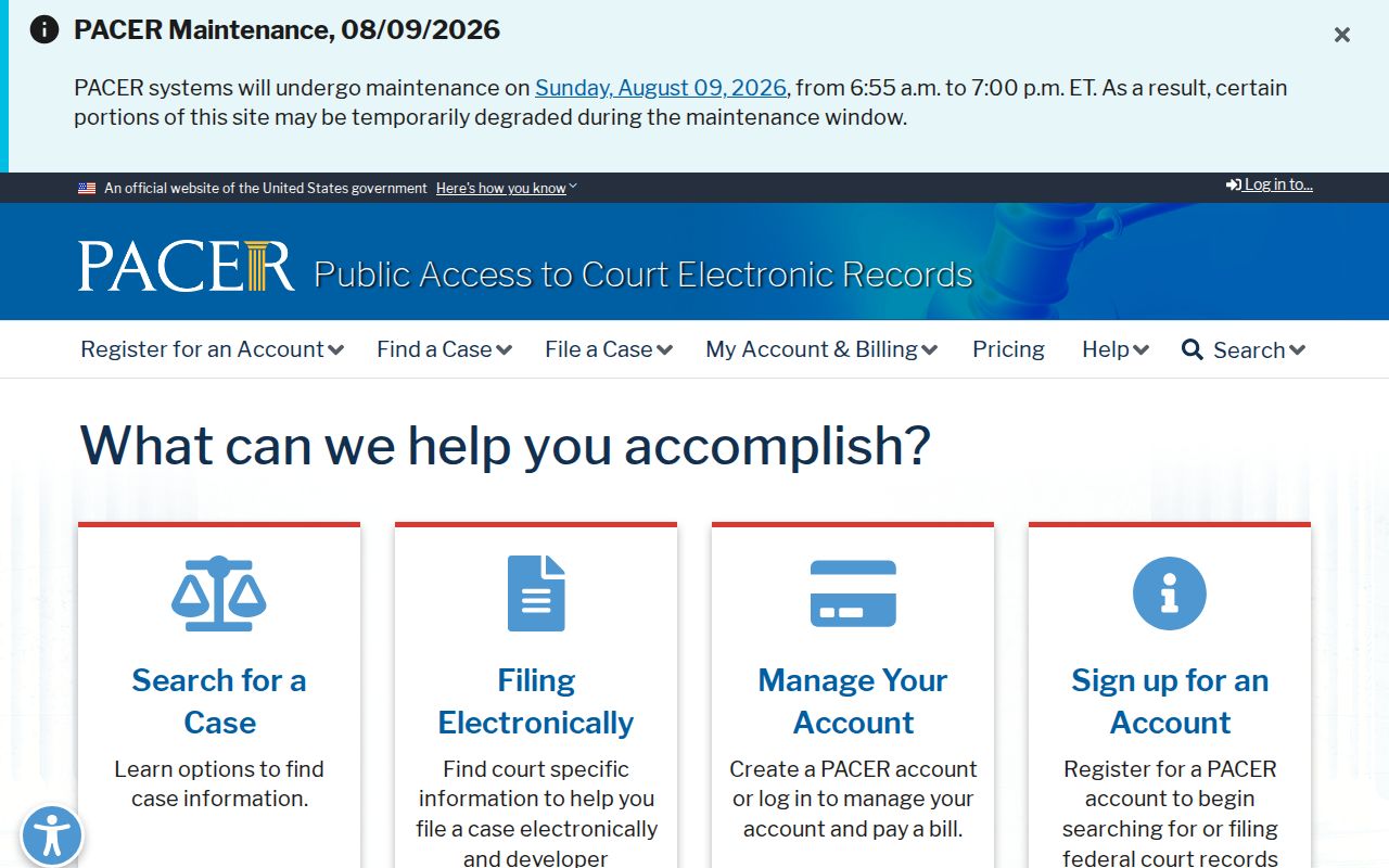 Federal criminal case records for Ochiltree County through PACER