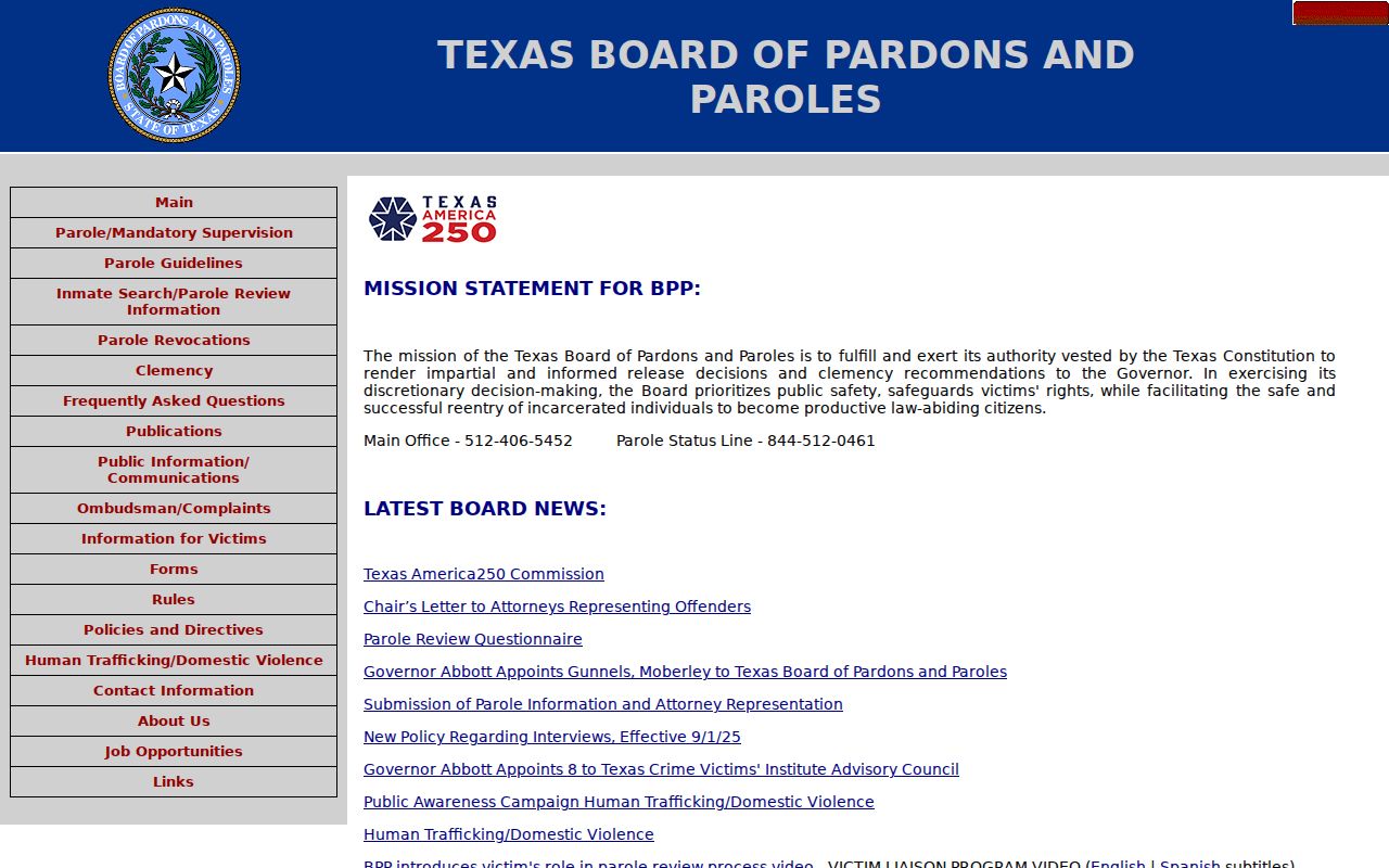 Ochiltree County criminal history Texas parole authority page