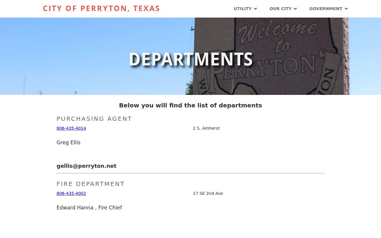 Perryton criminal history police department contact directory